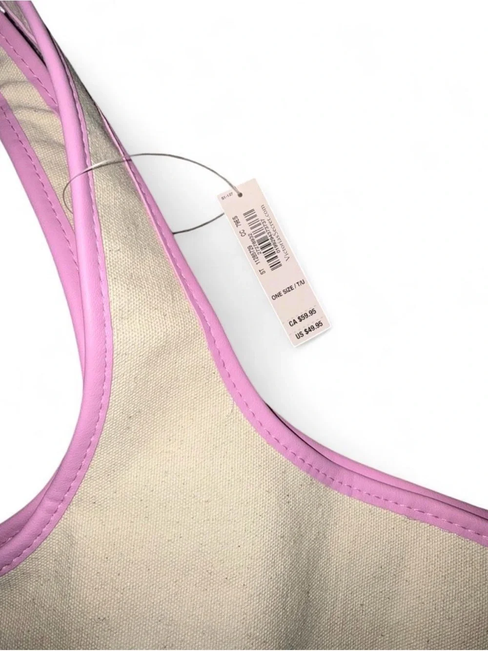 Gorgeous Victoria's Secret Cream Canvas Tote with Pink Trim MSRP $49.95